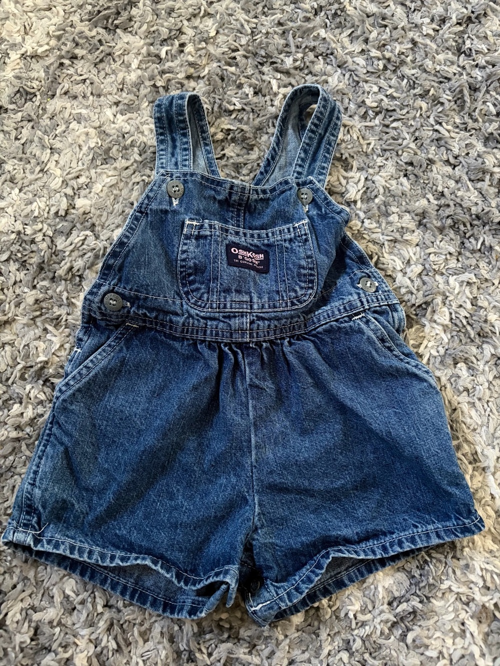 Oshkosh B'Gosh Vestbak Overalls Shortalls Girls size 18 mos Blue Denim